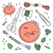 Cross Stitch Tools Vector Illustration Set For Sewing And Embroidery ...