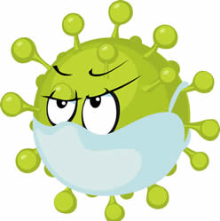 Tamed corona virus cartoon - covid - 19 Royalty Free Vector